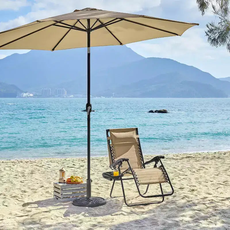 Chaise longue de jardin inclinable zéro gravité avec porte-gobelet et oreiller