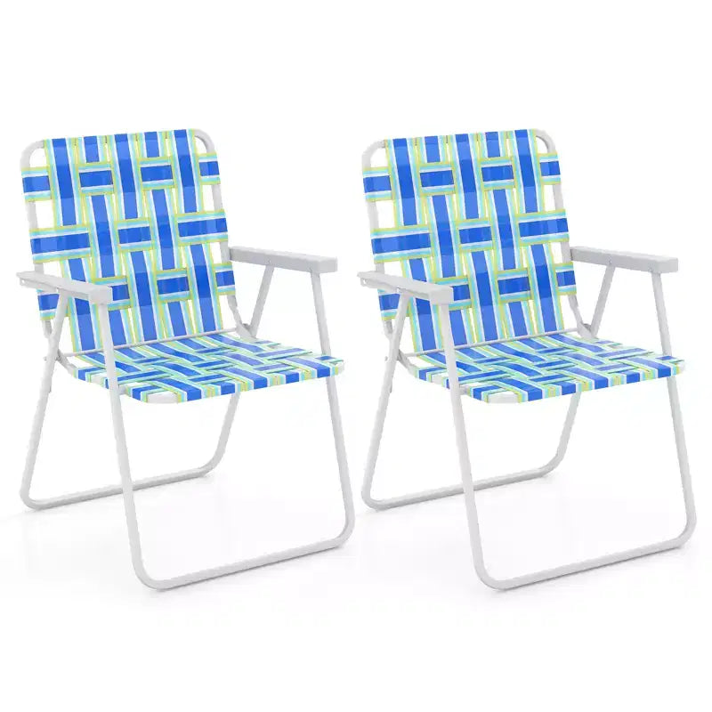 Costway 2/4/6 PCS Folding Beach Chair Camping Lawn Webbing Chair Lightweight 1 Position Blue