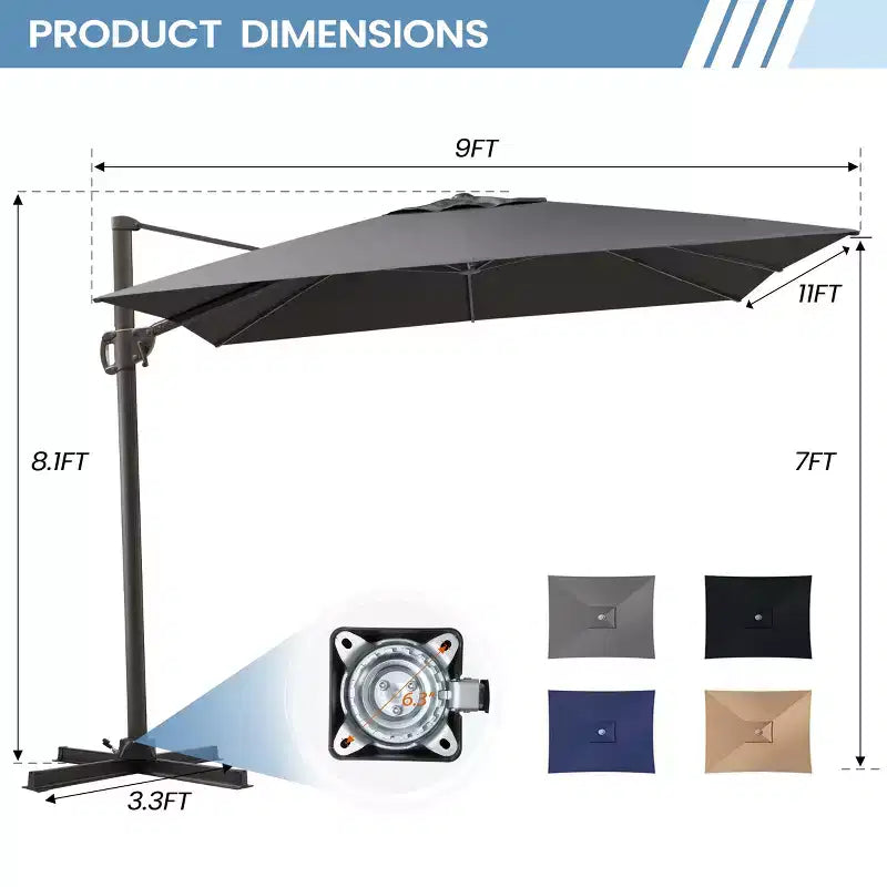Parasol déporté inclinable 1 niveau sans base