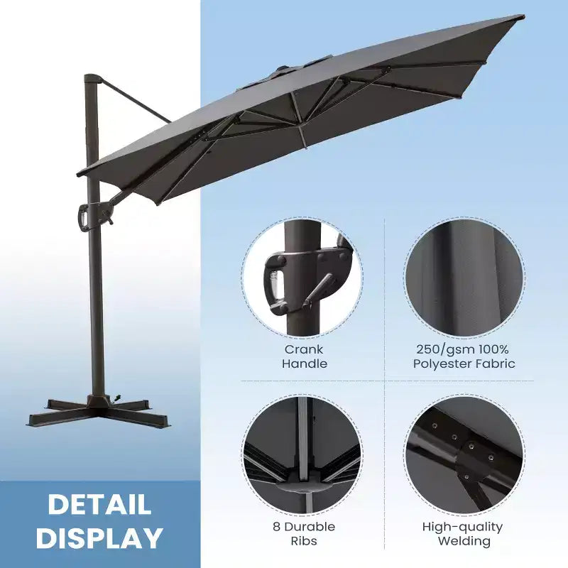 Parasol déporté inclinable 1 niveau sans base