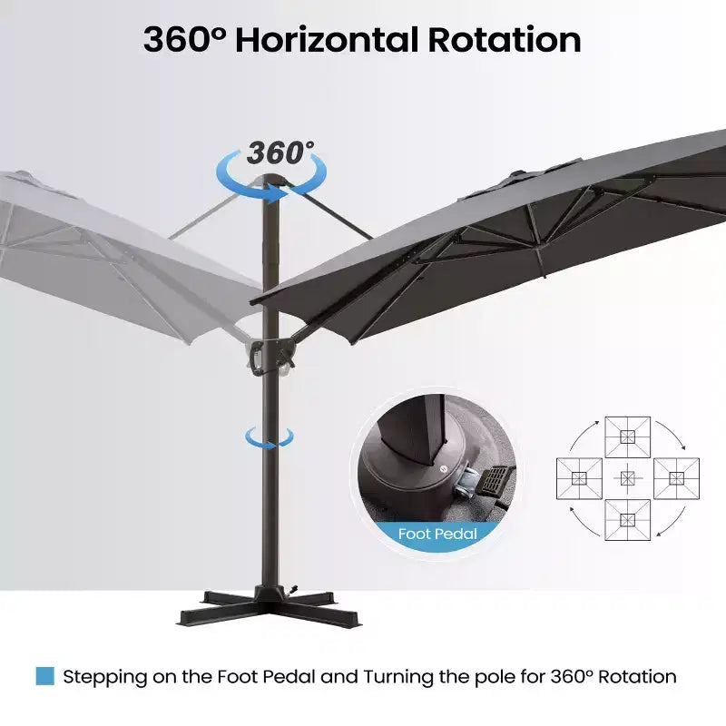 Parasol déporté inclinable 1 niveau sans base