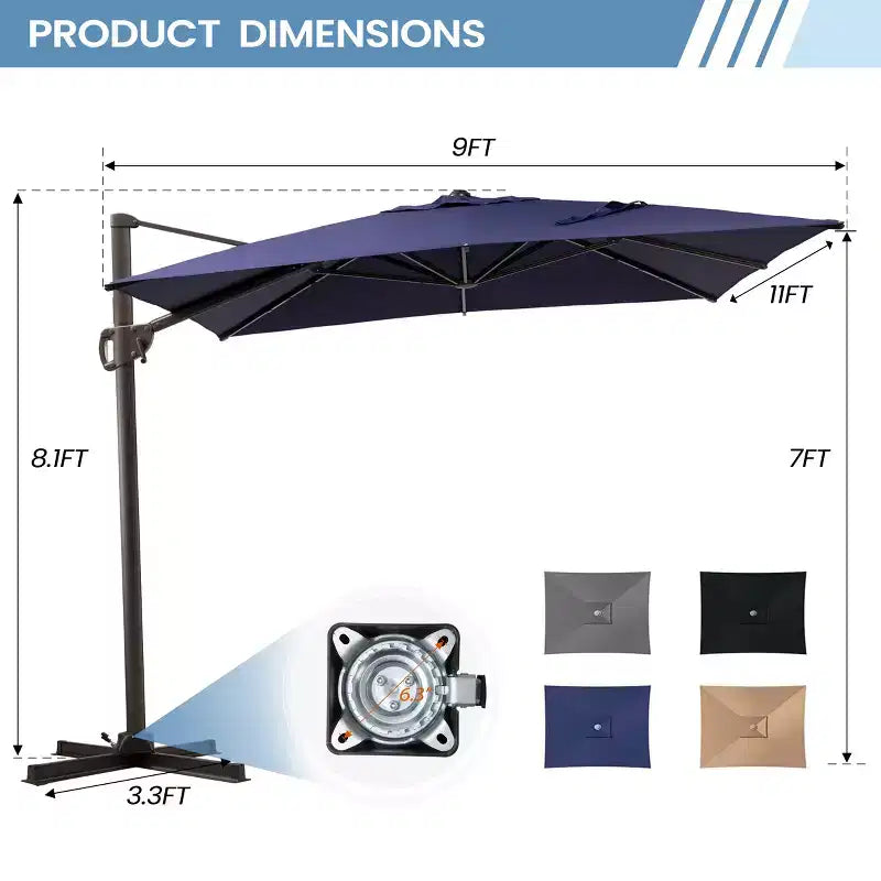 Parasol déporté inclinable 1 niveau sans base