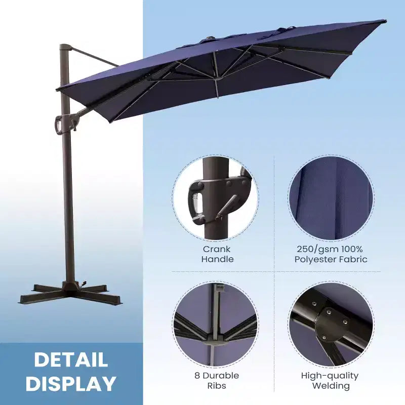 Parasol déporté inclinable 1 niveau sans base