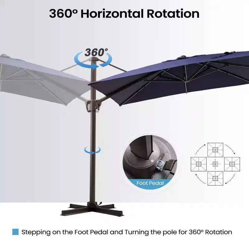 Parasol déporté inclinable 1 niveau sans base