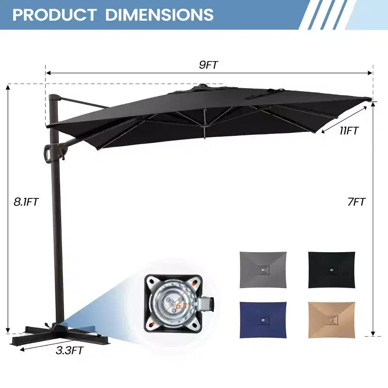 Parasol déporté inclinable 1 niveau sans base
