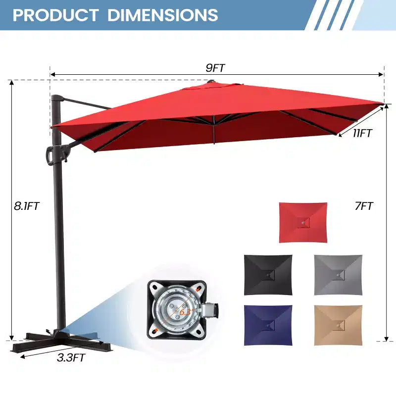 Parasol déporté inclinable 1 niveau sans base