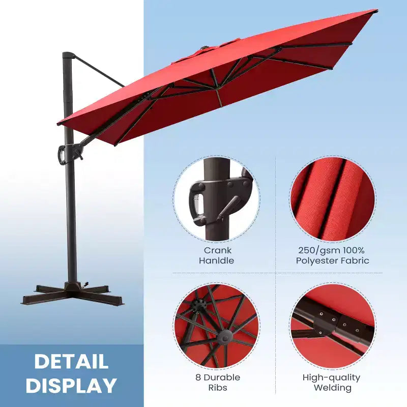 Parasol déporté inclinable 1 niveau sans base