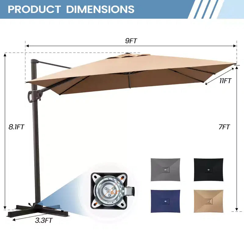 Parasol déporté inclinable 1 niveau sans base