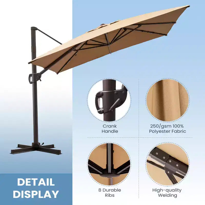 Parasol déporté inclinable 1 niveau sans base