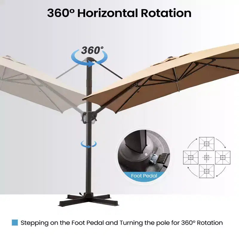 Parasol déporté inclinable 1 niveau sans base