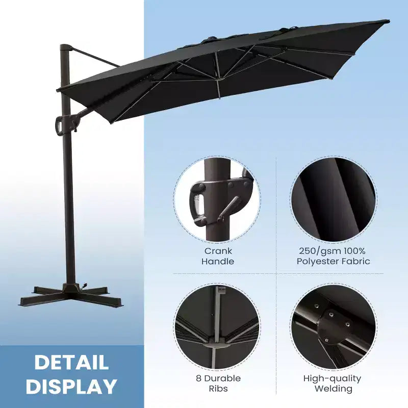 Parasol déporté inclinable 1 niveau sans base