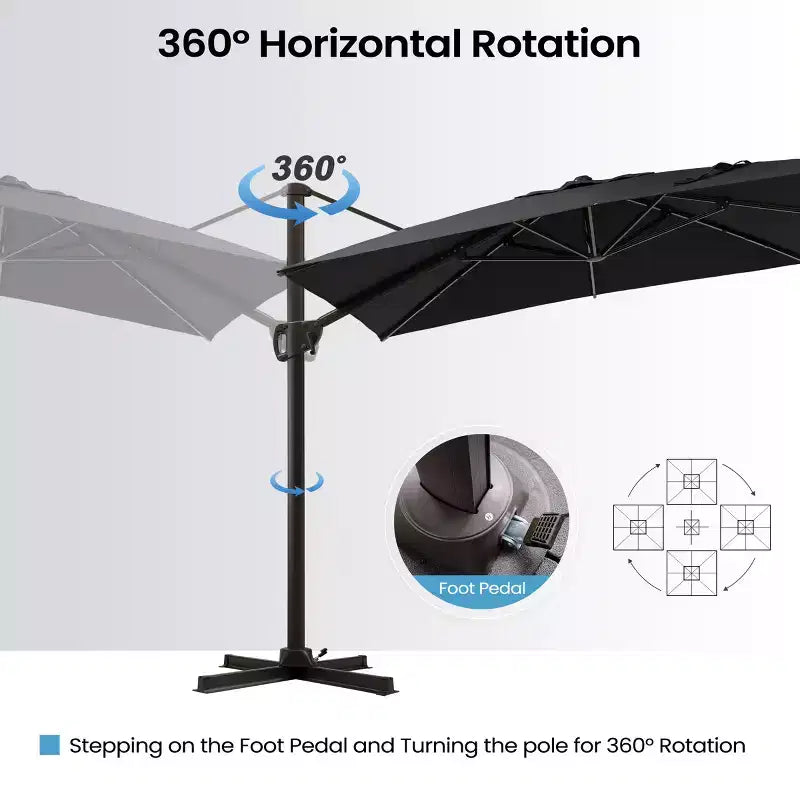 Parasol déporté inclinable 1 niveau sans base