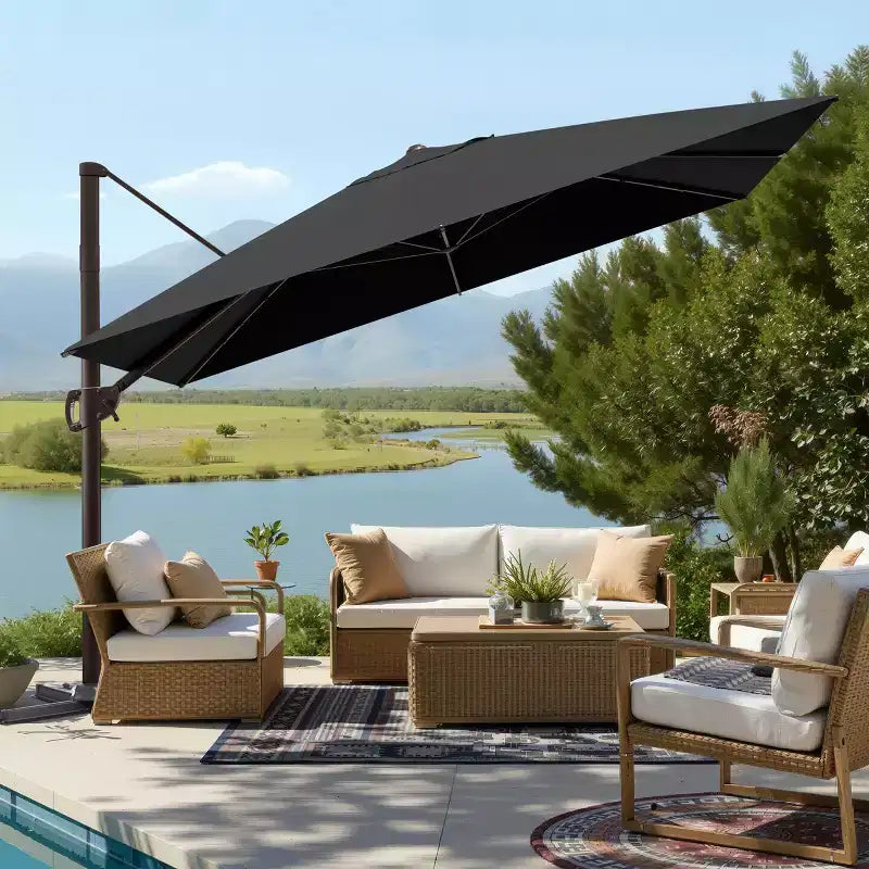 Crestlive Products 9x11FT Cantilever Patio Offset Umbrella 1-Tier Top No Base