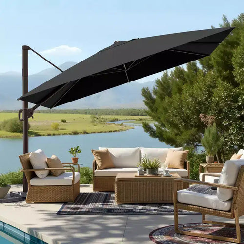 Crestlive Products 9x11FT Cantilever Patio Offset Umbrella 1-Tier Top No Base
