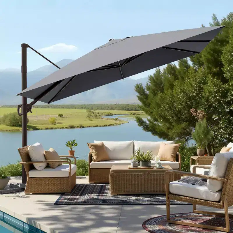 Parasol déporté inclinable 1 niveau sans base