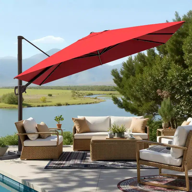 Parasol déporté inclinable 1 niveau sans base