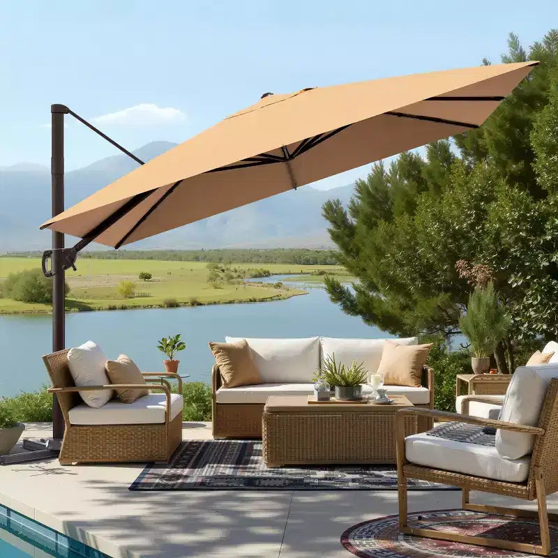 Parasol déporté inclinable 1 niveau sans base