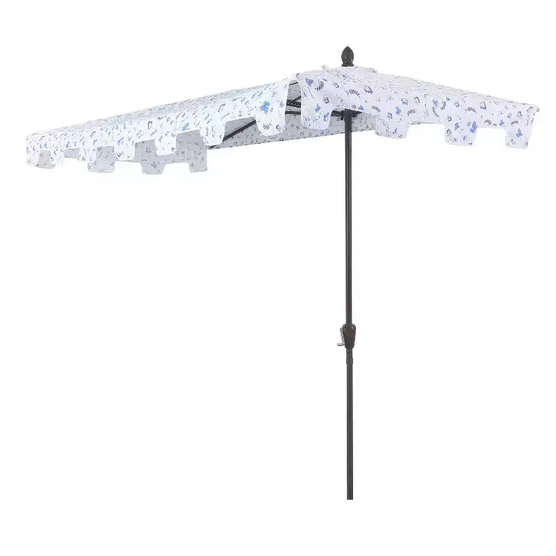 Parasol de terrasse rectangulaire demi-marché classique Mid-Century avec manivelle