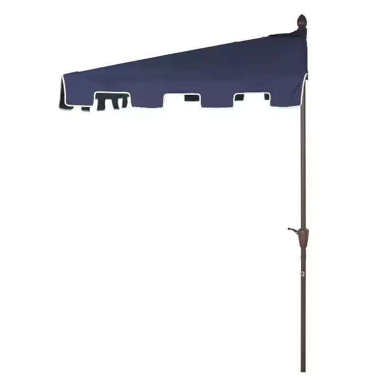 Parasol de terrasse rectangulaire demi-marché classique Mid-Century avec manivelle
