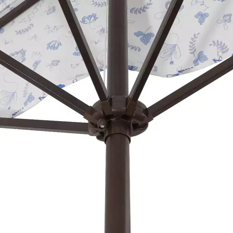 Parasol de terrasse rectangulaire demi-marché classique Mid-Century avec manivelle