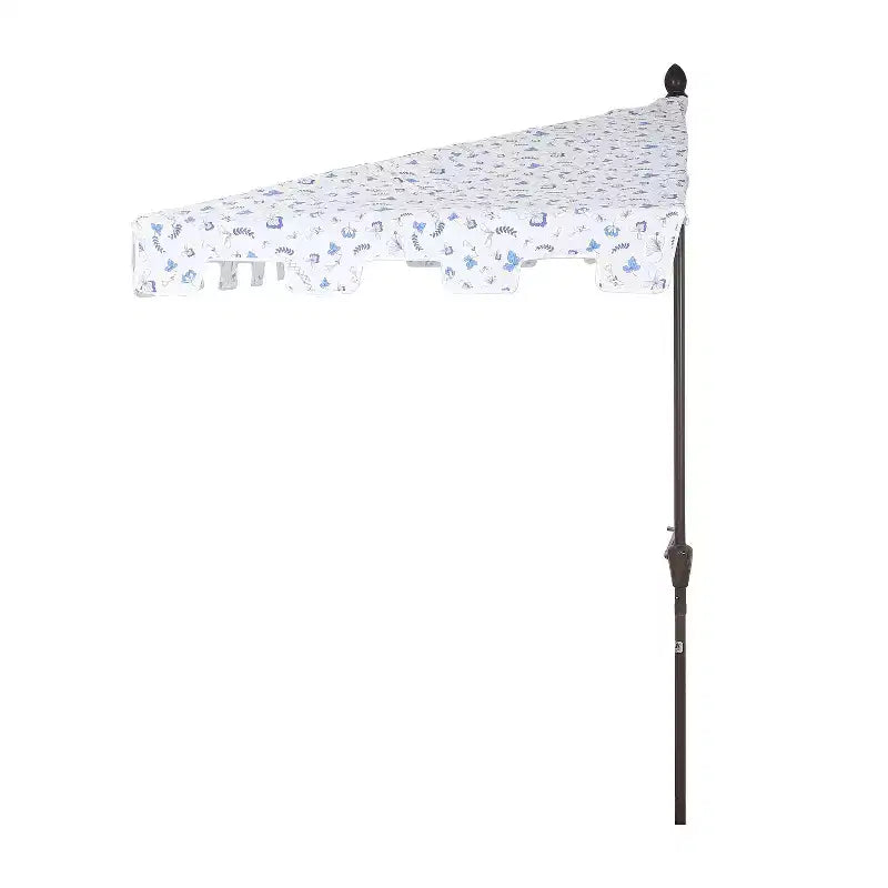 Parasol de terrasse rectangulaire demi-marché classique Mid-Century avec manivelle