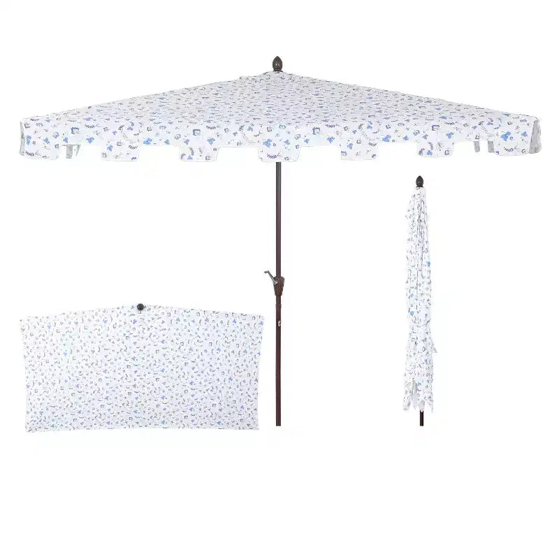 JONATHAN Y Sidney 9 ft. Classic MidCentury Rectangular Half Market Patio Umbrella with Crank, Wind Vent and UV Protection