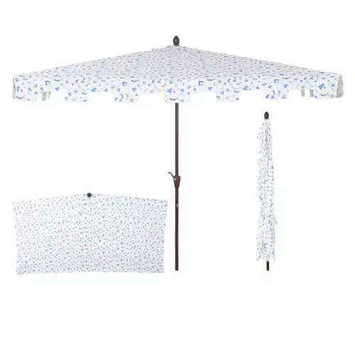 JONATHAN Y Sidney 9 ft. Classic MidCentury Rectangular Half Market Patio Umbrella with Crank, Wind Vent and UV Protection