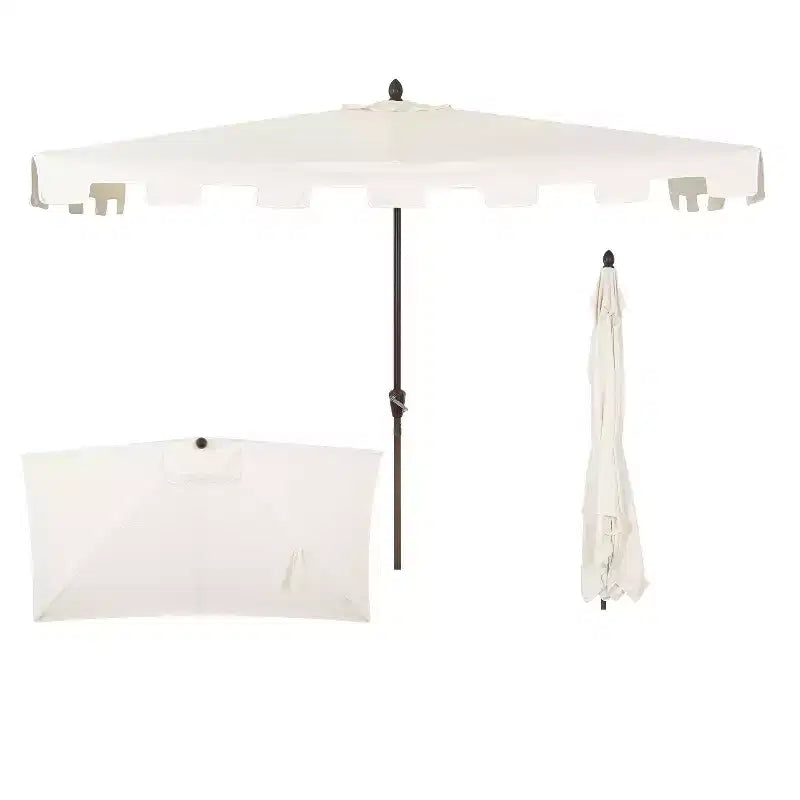 Parasol de terrasse rectangulaire demi-marché classique Mid-Century avec manivelle