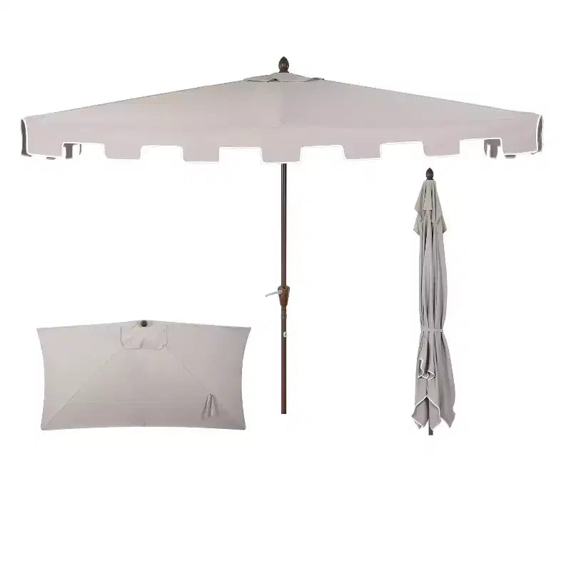 Parasol de terrasse rectangulaire demi-marché classique Mid-Century avec manivelle