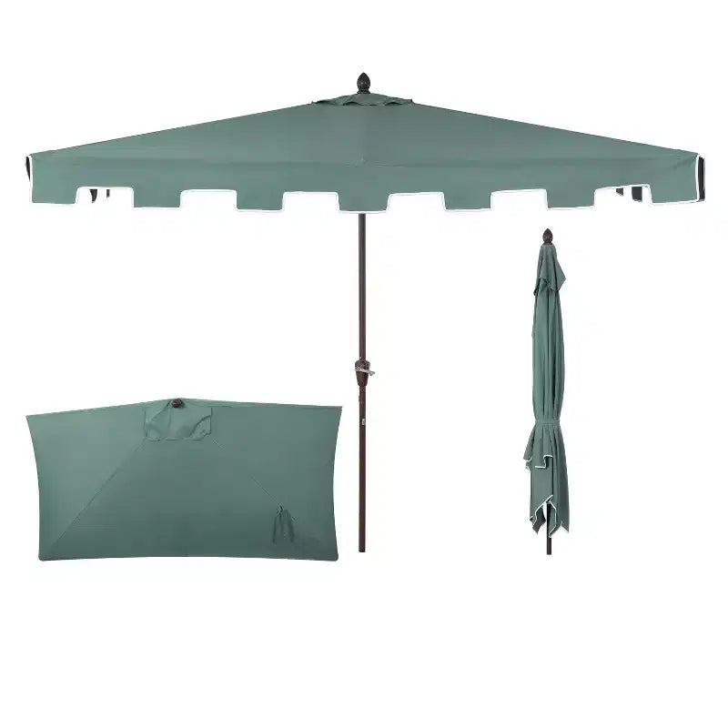Parasol de terrasse rectangulaire demi-marché classique Mid-Century avec manivelle
