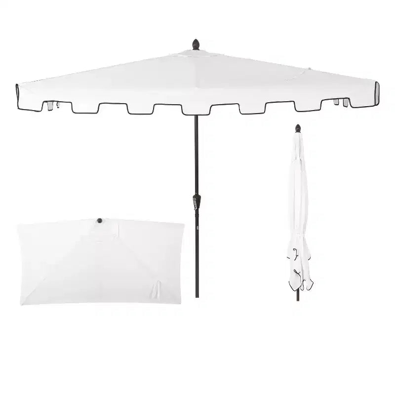 Parasol de terrasse rectangulaire demi-marché classique Mid-Century avec manivelle